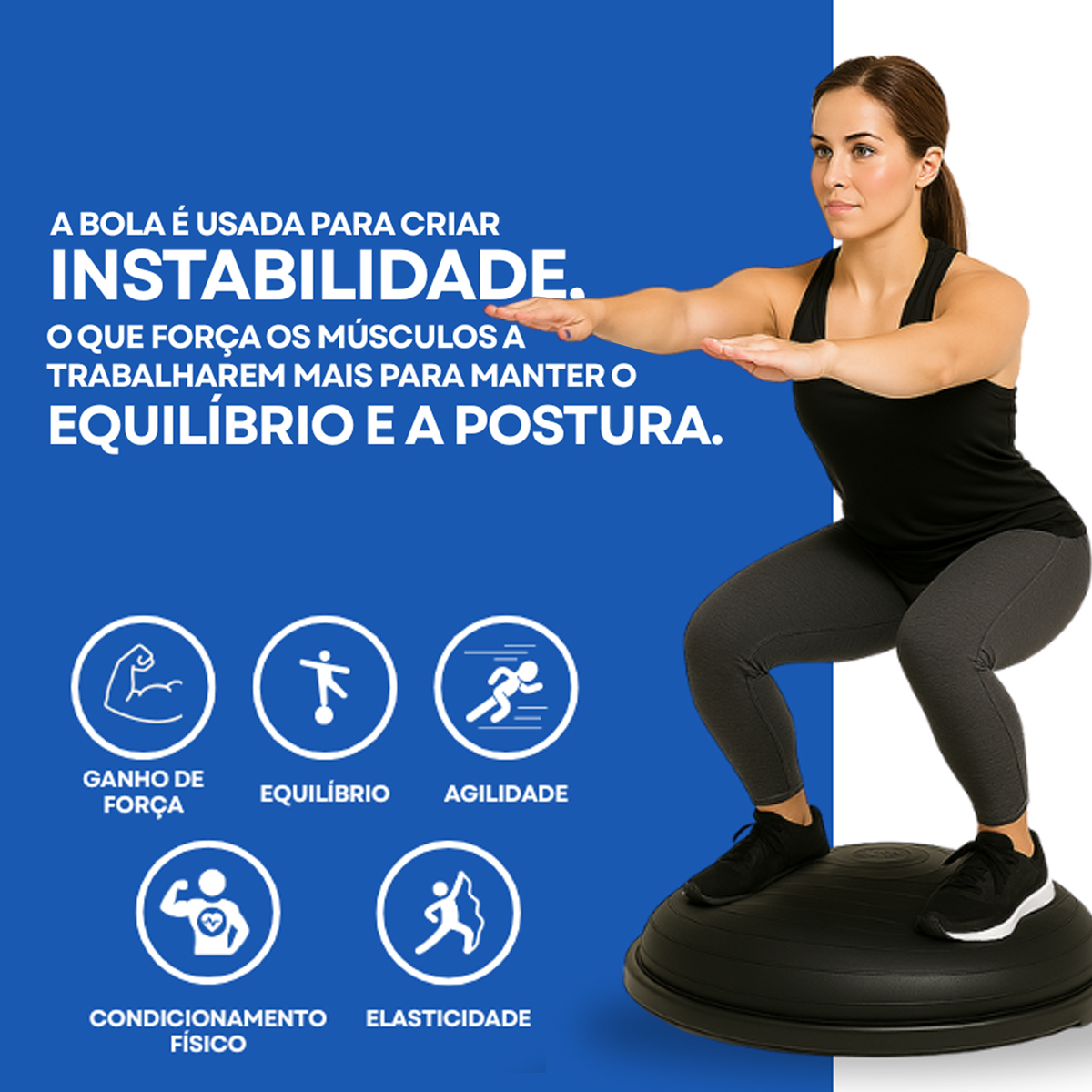 Meia Bola Bosu com Elásticos Supermedy 
