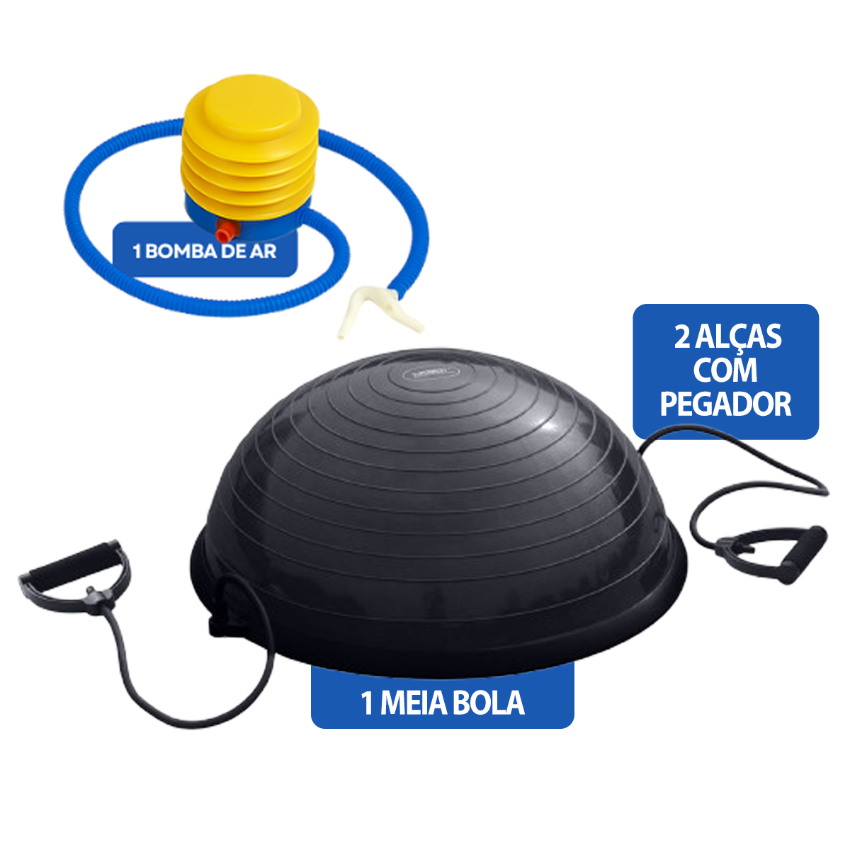 Meia Bola Bosu com Elásticos Supermedy 