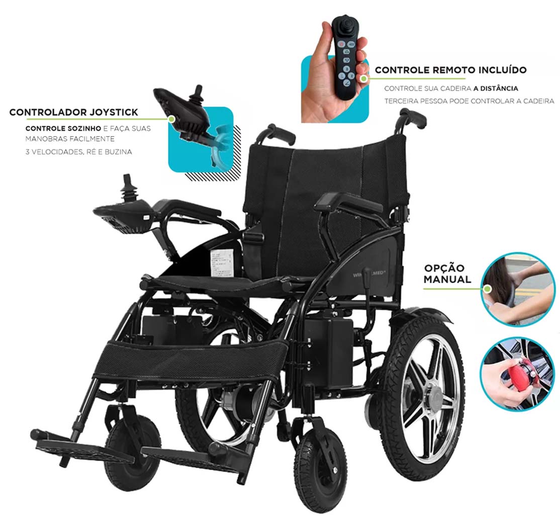 Cadeira de Rodas Motorizada Controle Remoto Winner W-210 LT
