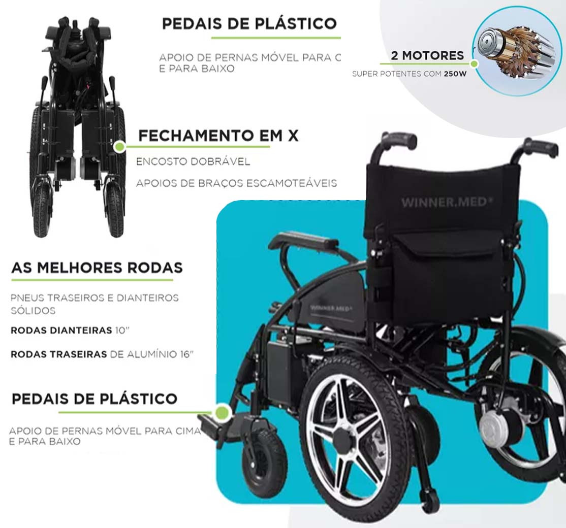 Cadeira de Rodas Motorizada Controle Remoto Winner W-210 LT