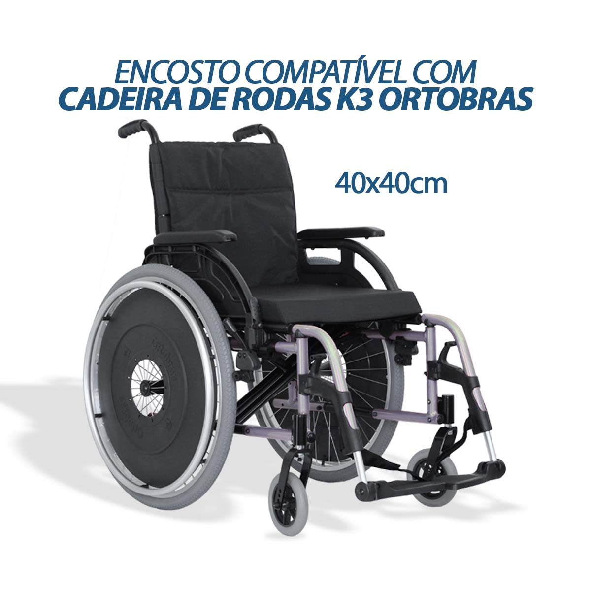 Encosto Estofado para Cadeira de Rodas K3 Ortobras 40x40cm