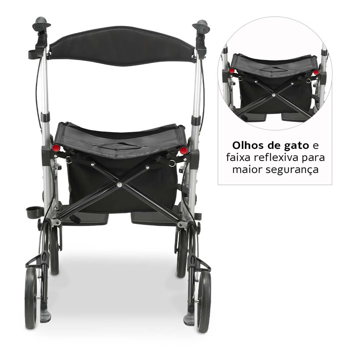 Andador de Alumínio Compacto 4 Rodas até 135 Kg D14 Dellamed