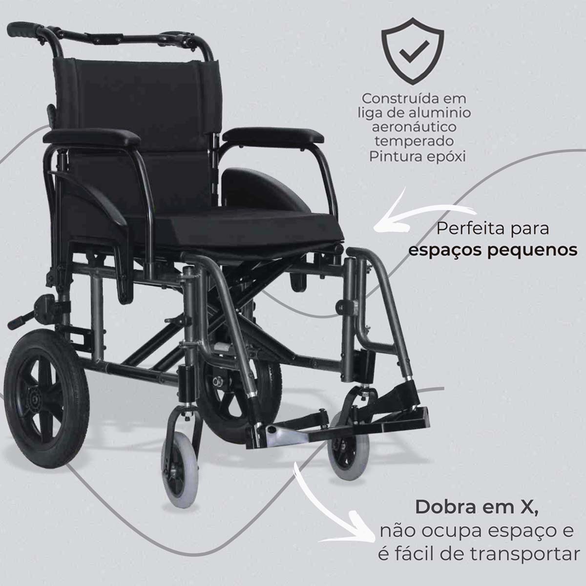 Cadeira de Rodas ULX Transit Grafite 44cm Ortobras