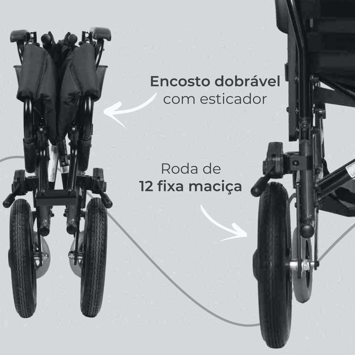 Cadeira de Rodas ULX Transit Grafite 44cm Ortobras