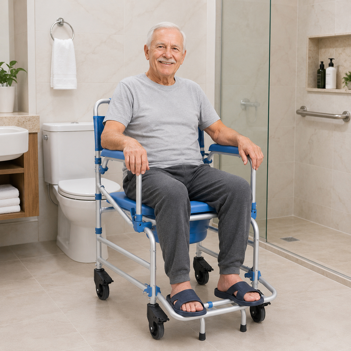 Cadeira de Banho D55 Alumínio Ultraleve Dellamed