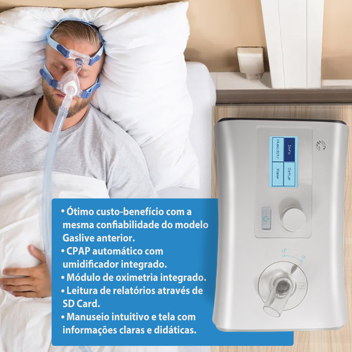 Cpap Sleeplive LT 2G Automático com Máscara Nasal Gaslive