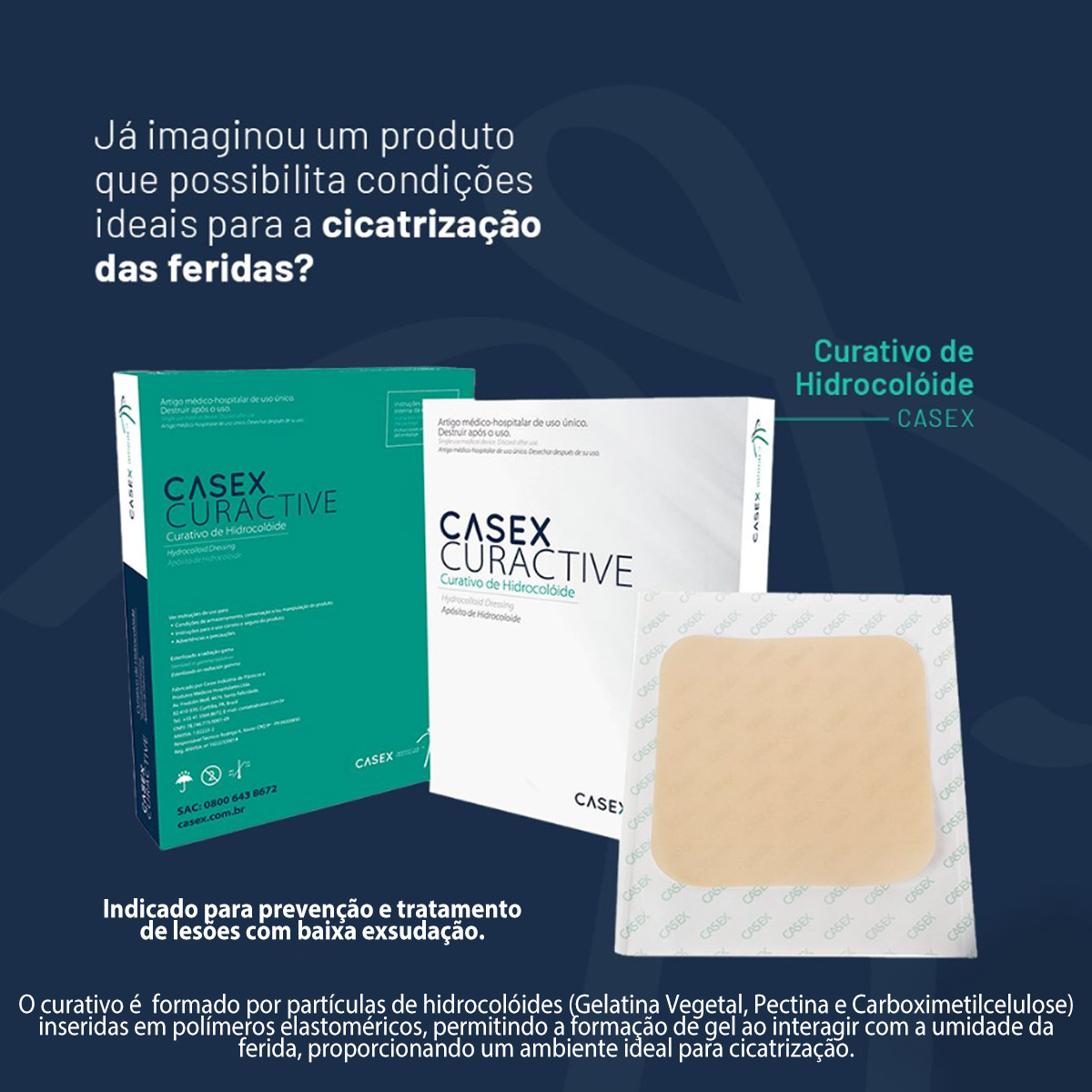 Curativo Hidrocoloide Regular 20x20cm 1und Casex