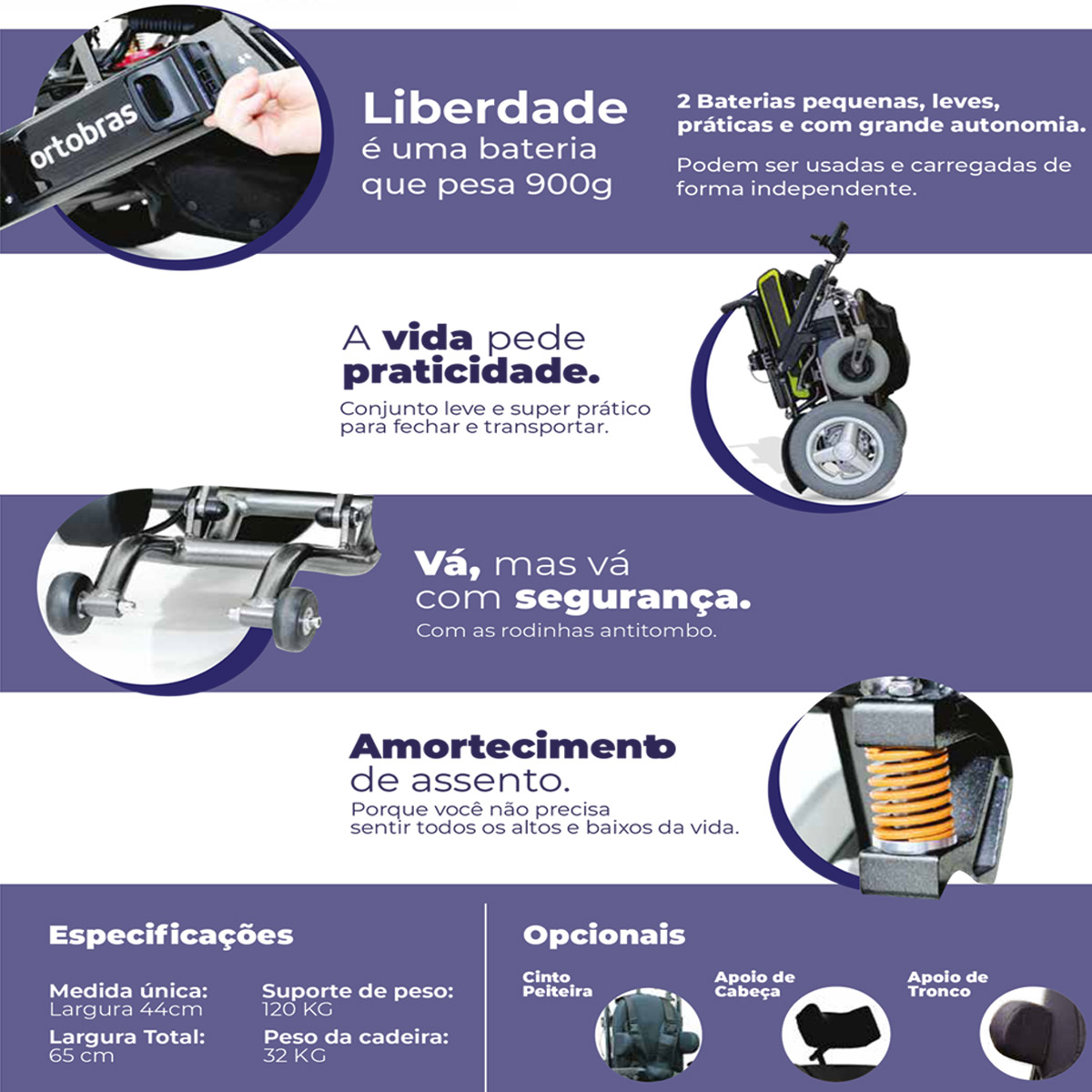 Cadeira de Rodas Motorizada E20 Preto Fosco 