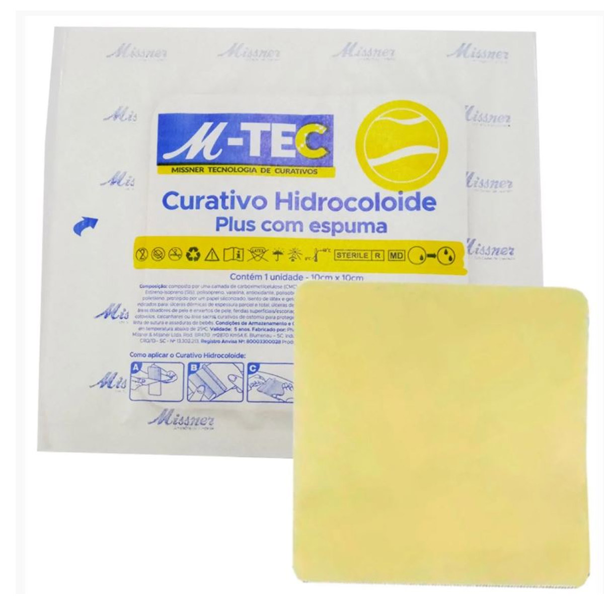 Curativo Hidrocoloide Plus com Espuma M-TEC 10cmX10cm 1un