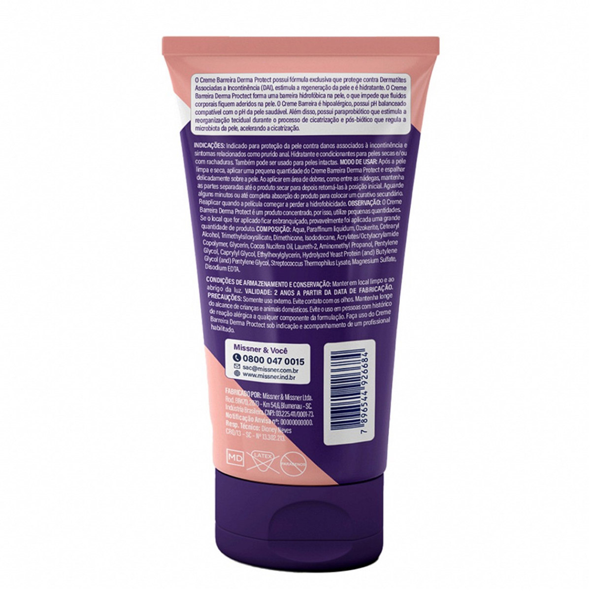Creme Barreira Derma Protect p-Probiótico e Pós-Biótico 60g Missner