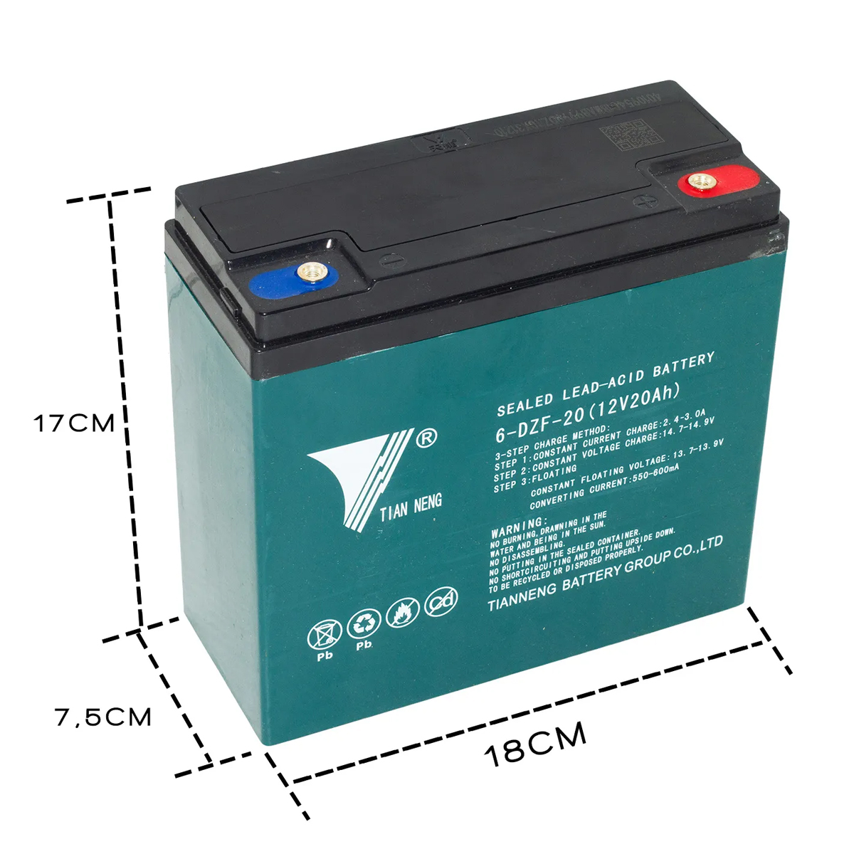 Bateria Chumbo Ciclo Profundo 12V 20AH Tian Neng