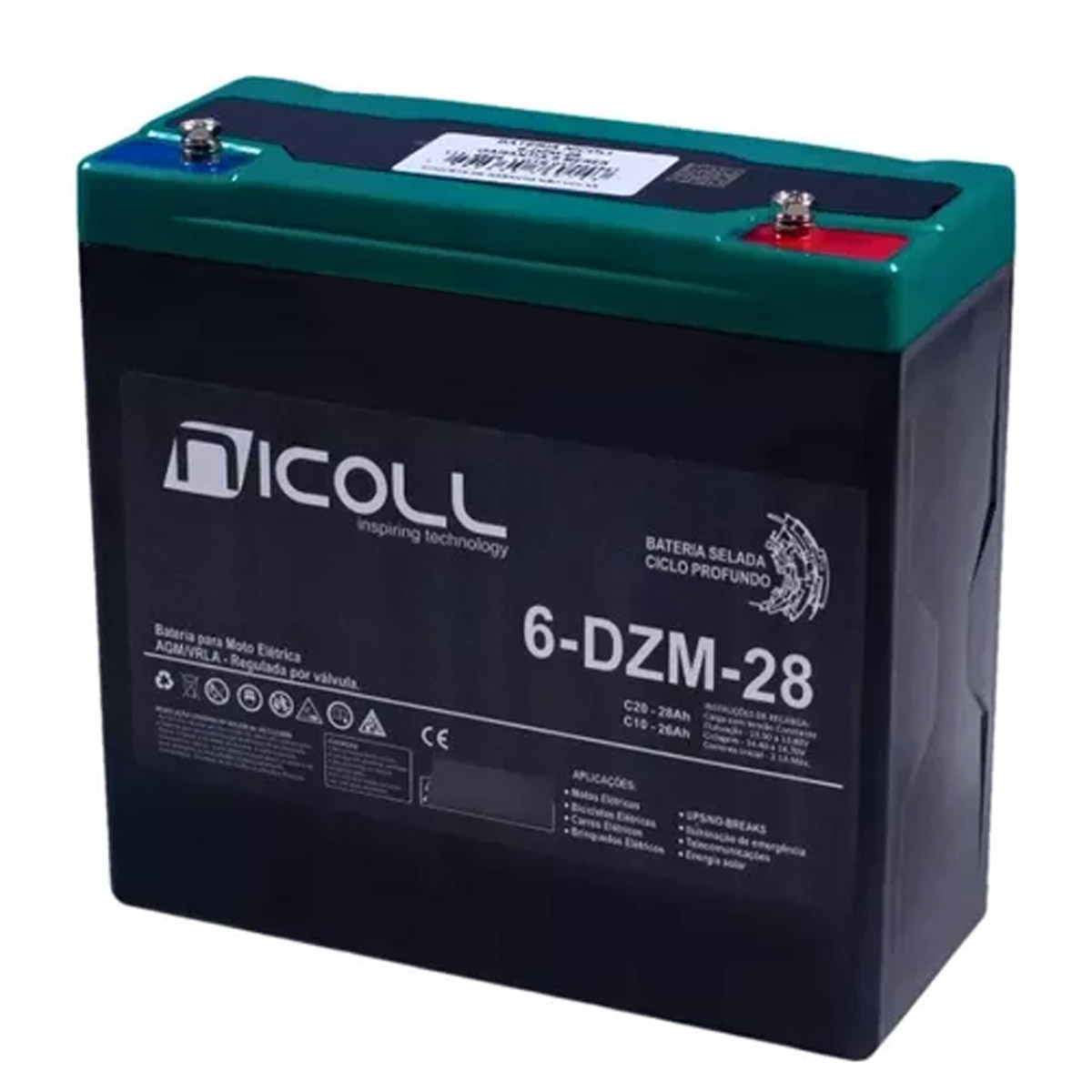 Par de Bateria Selada 12V 28Ah para Triciclo Elétrico Nicoll