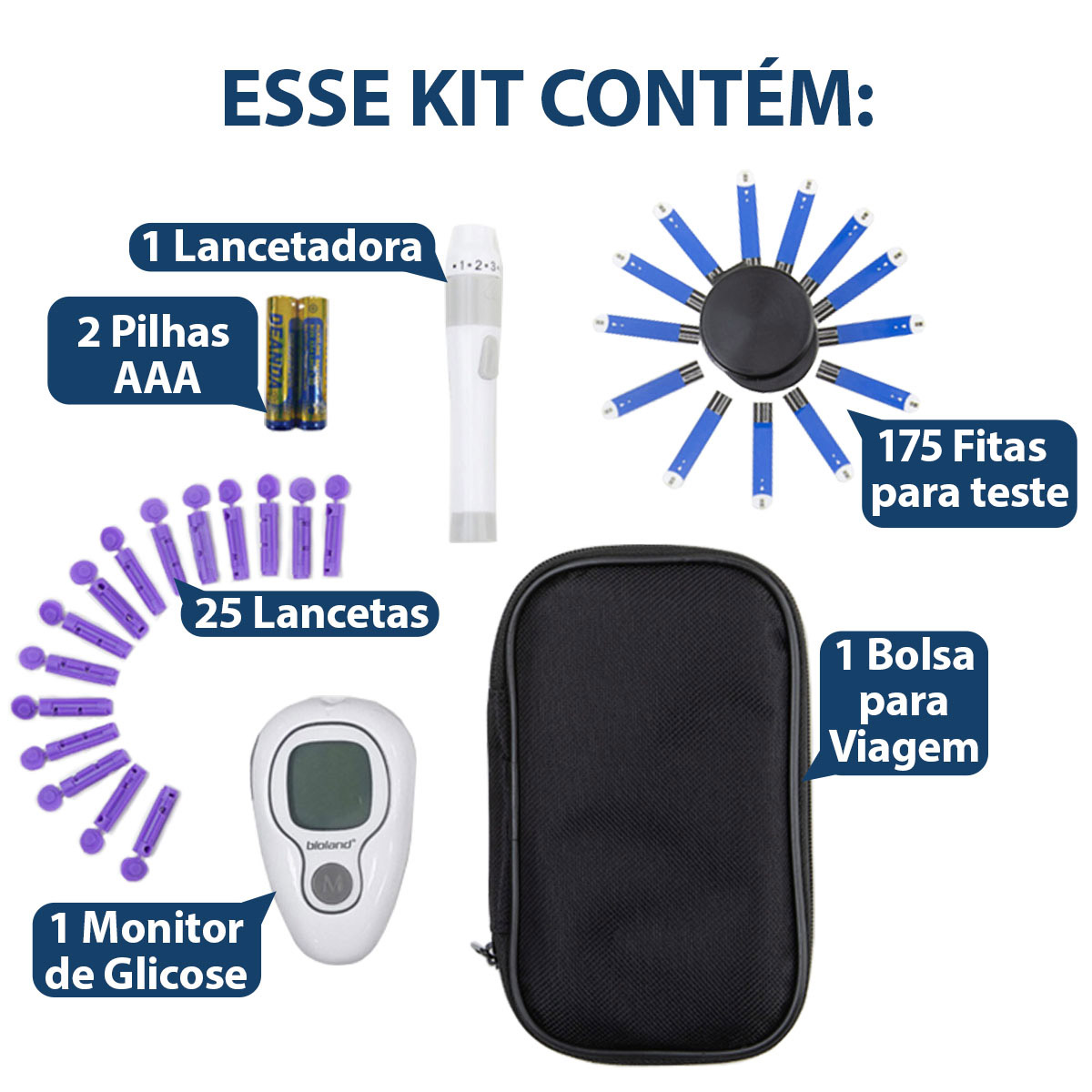 Medidor de Glicose com 175 Fitas de Teste G4253 Bioland