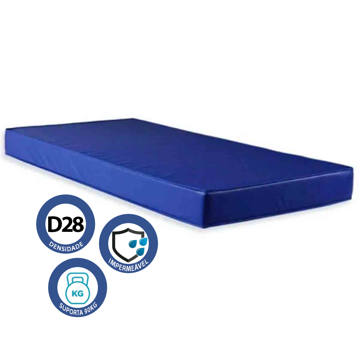 Colchão Hospitalar D28 Azul 188x88x12cm Polipro