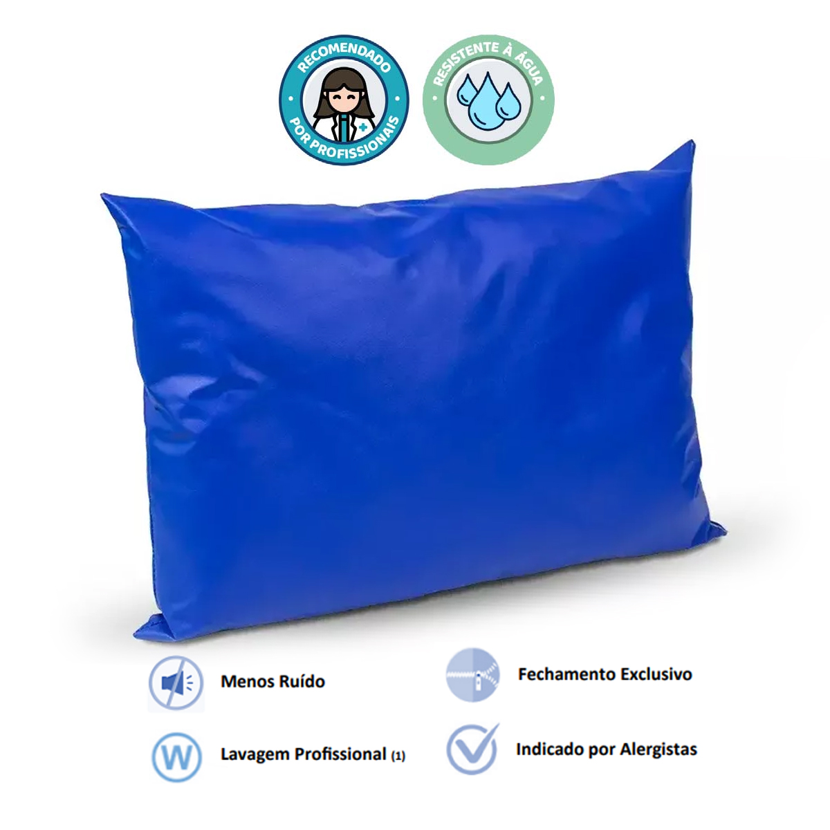 Travesseiro Hospitalar Impermeável Azul 70x50cm Polipro
