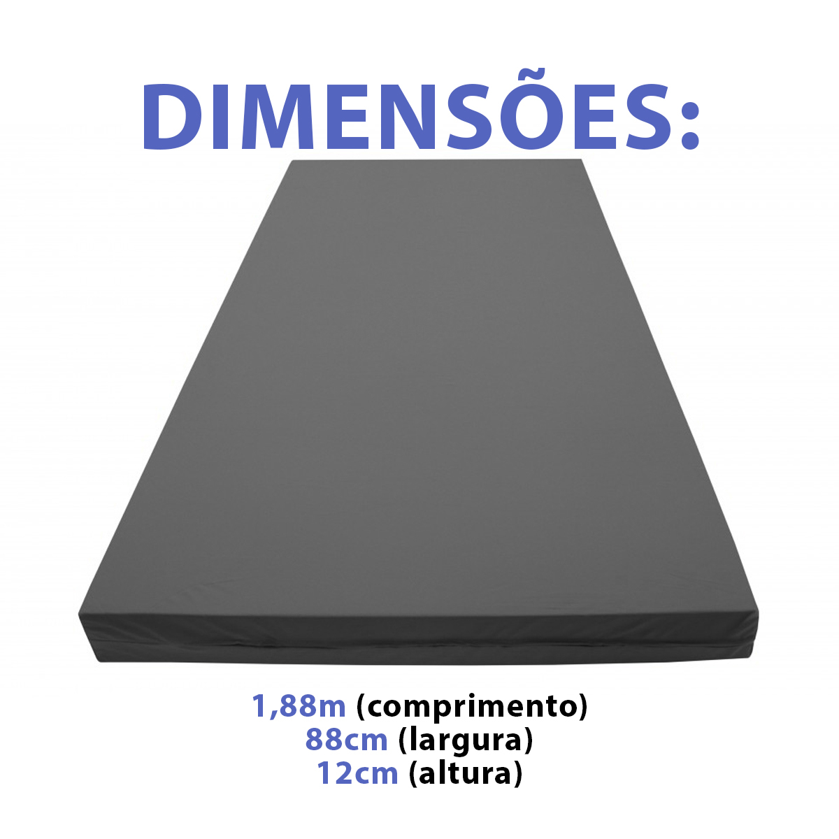 Colchão Hospitalar Conforto D33 Preto 188x88x12cm Polipro