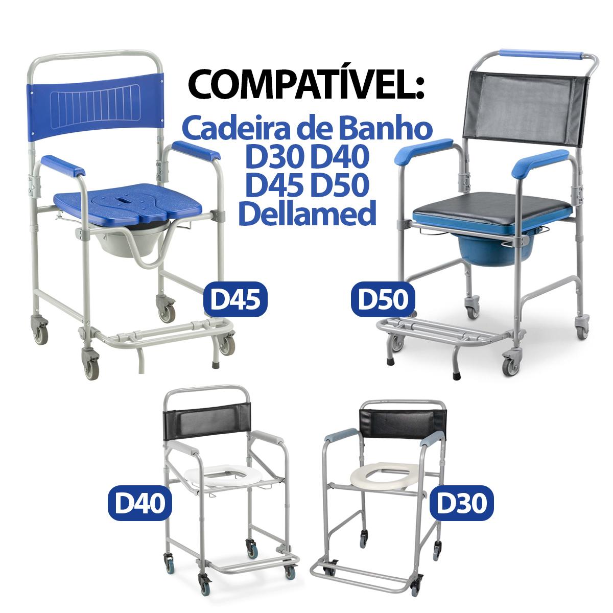 Rodízio para Cadeira de Banho D30 D40 D45 D50 Cinza Dellamed