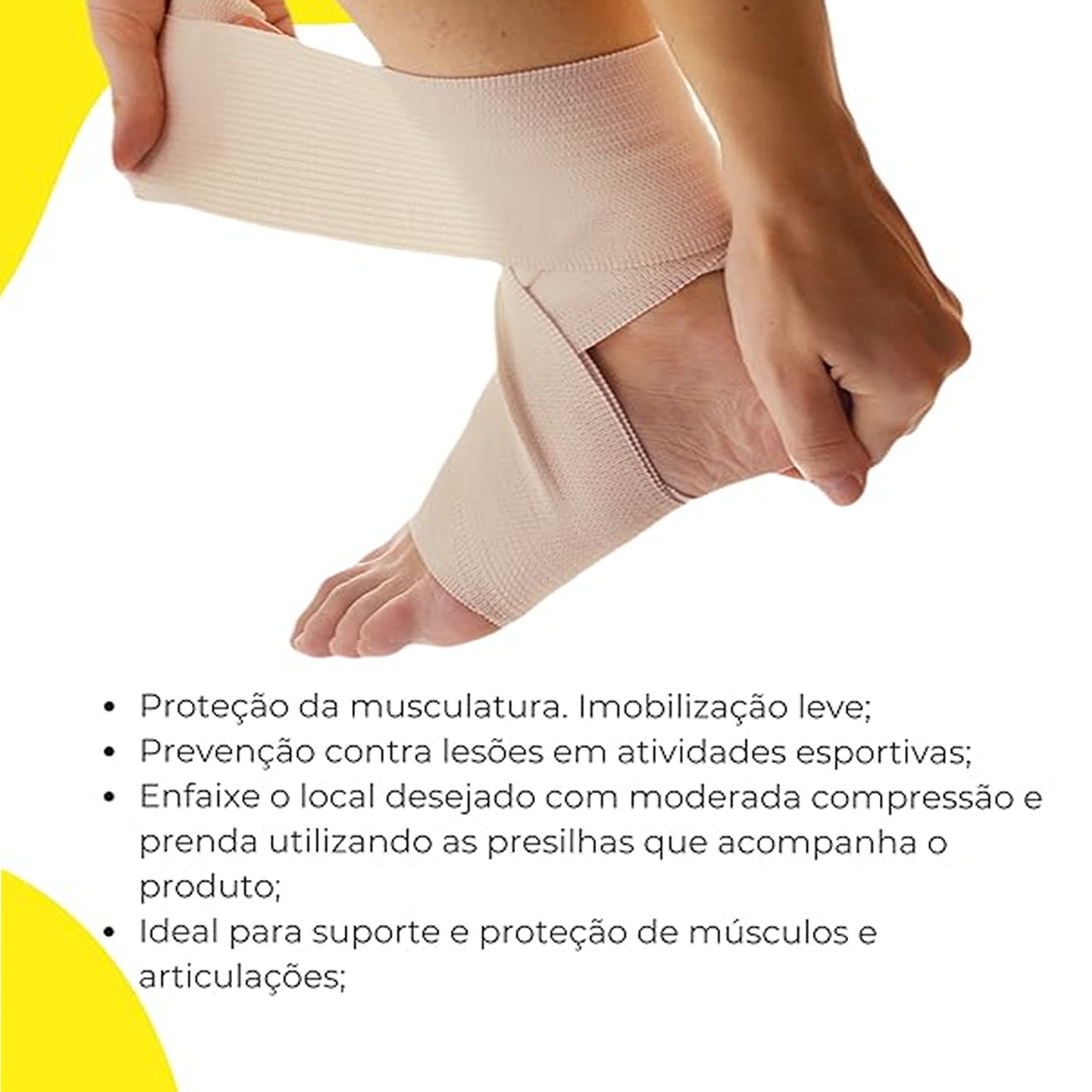 Atadura Elástica Alta Compressão 10cm x 1,30m Bege Ortho Pauher