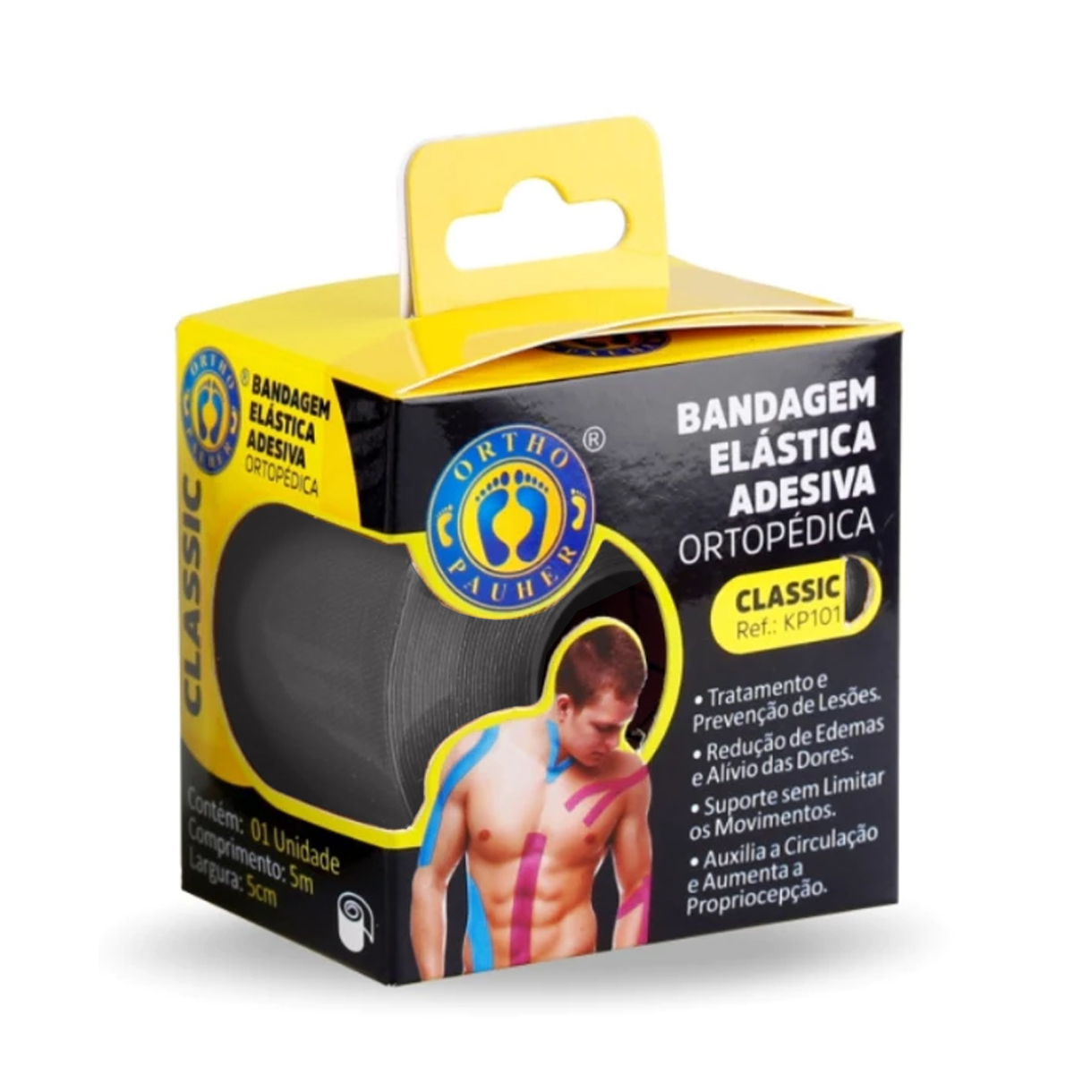 Bandagem Elástica Adesiva Kinesio Classic Tape 5m x 5cm Ortho Pauer