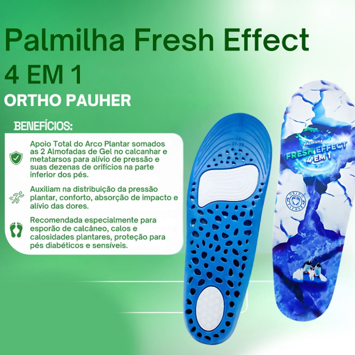 Palmilha Fresh Effect 4 em 1 Tamanho Único Ortho Pauher