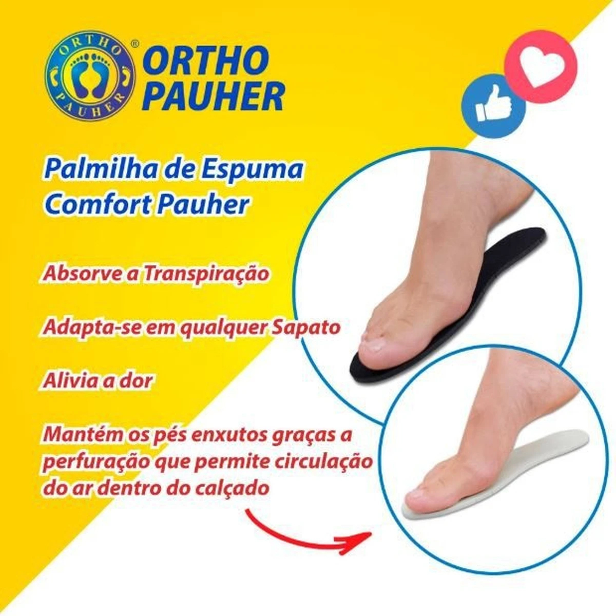 Palmilha De Espuma Confort Pauher - Ortho Pauher