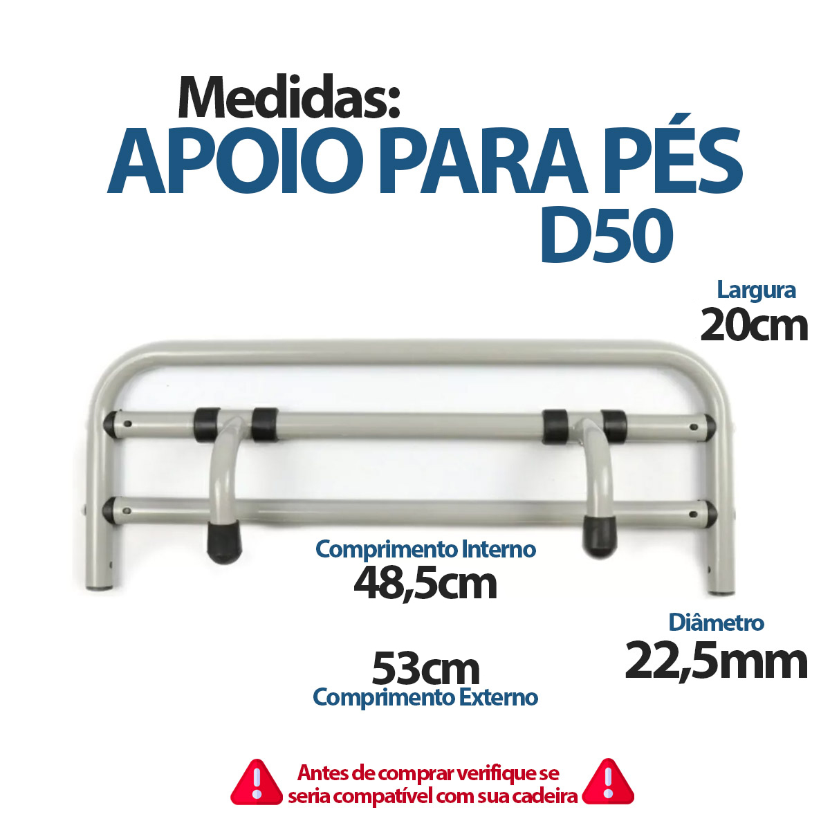 Apoio para Pés para Cadeira de Banho D50 Maior Dellamed
