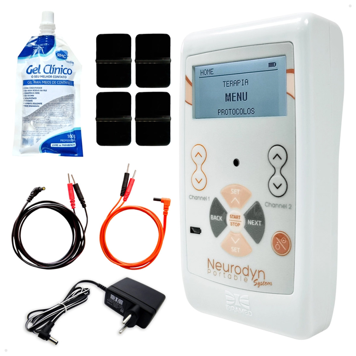 Neurodyn Portable System 2 Canais com 5 Correntes Russa Tens Fes Aussie Ibramed