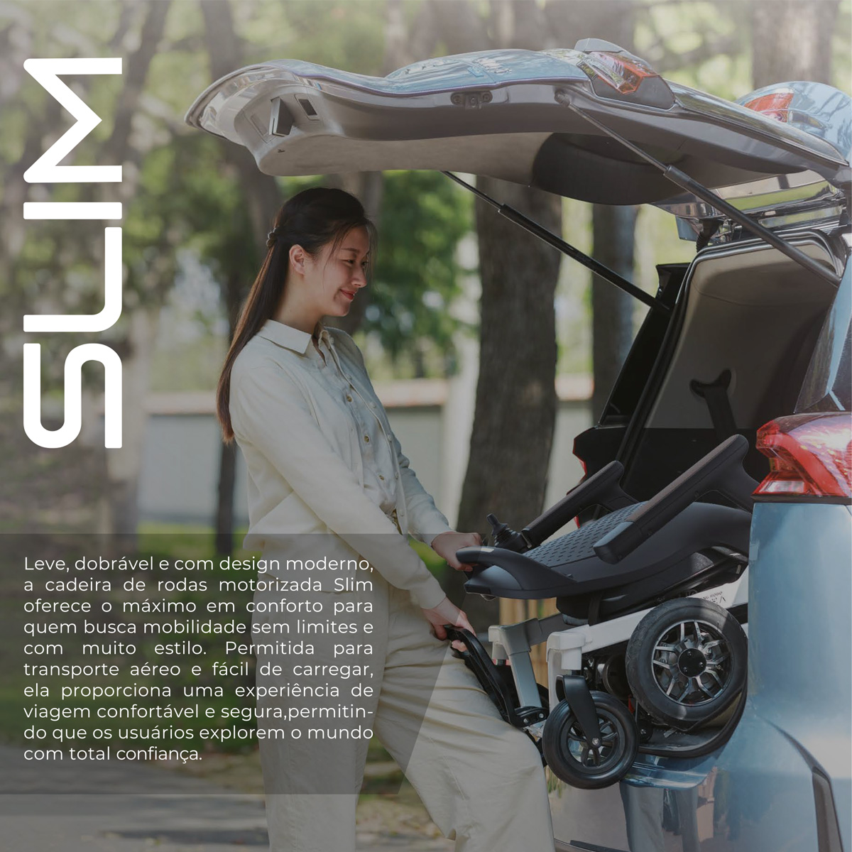 Cadeira de Rodas Motorizada Power Lite Slim Azul Mobility