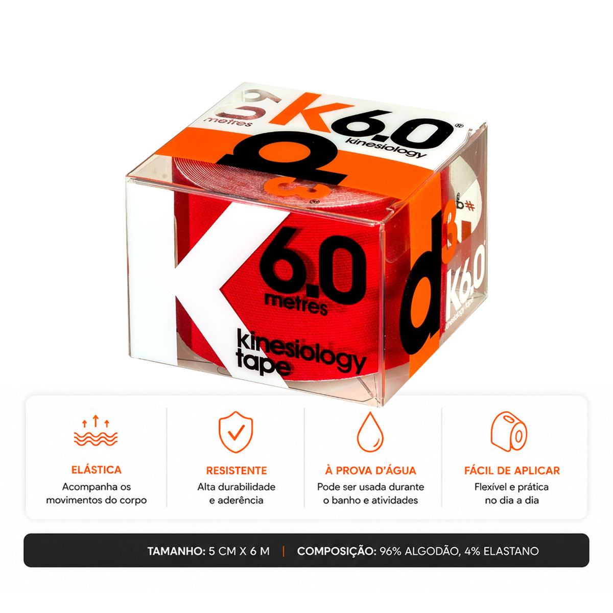 Bandagem Elástica Adesiva Kinesiológica K6.0 D3