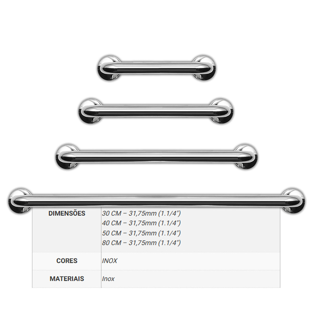 Barra de Apoio Inox Mebuki 30cm