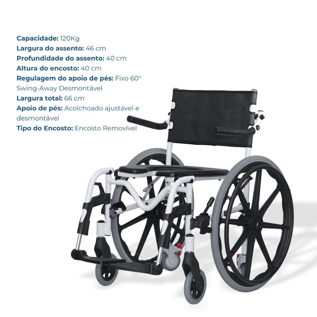 Cadeira de Rodas para Banho 120kg H1 Ortobras