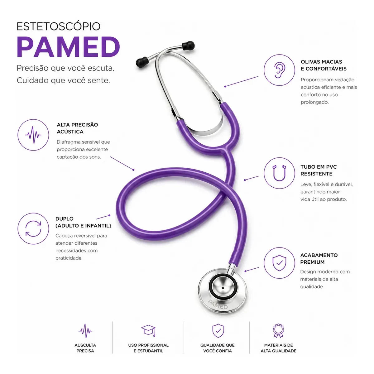 Estetoscopio Adulto Duosson Roxo PAmed