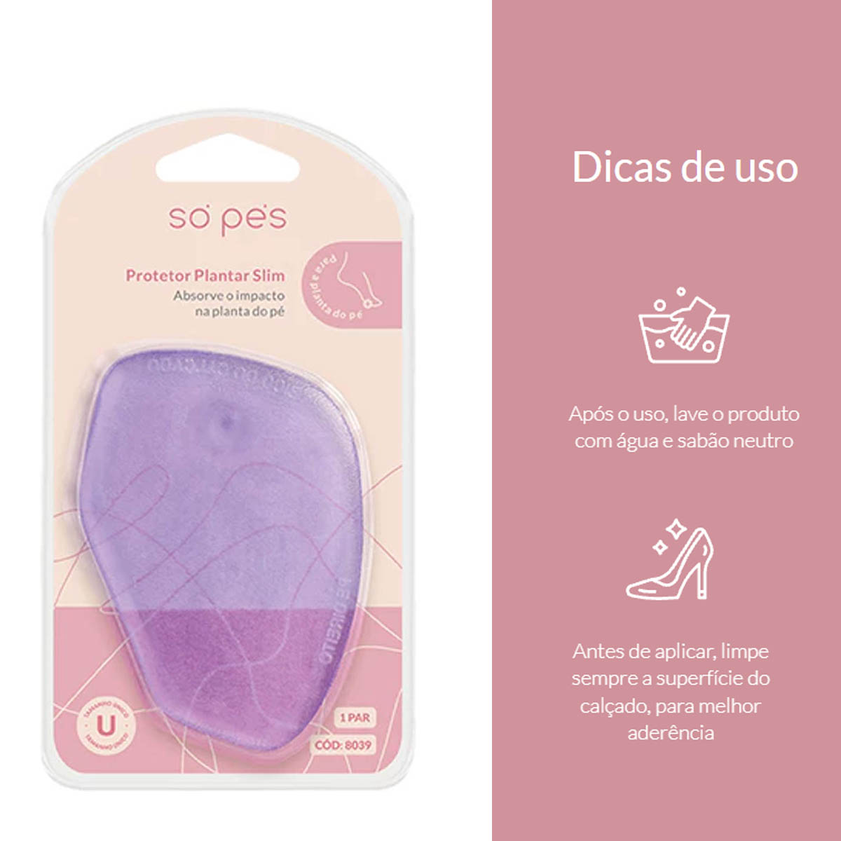 Protetor Plantar Slim Só Pés Par Tam Único