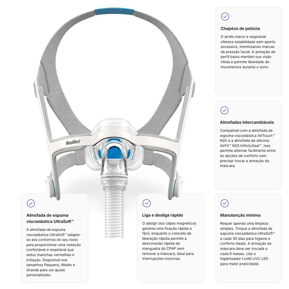 Máscara Nasal Cpap Airtouch N20 Tam G Resmed