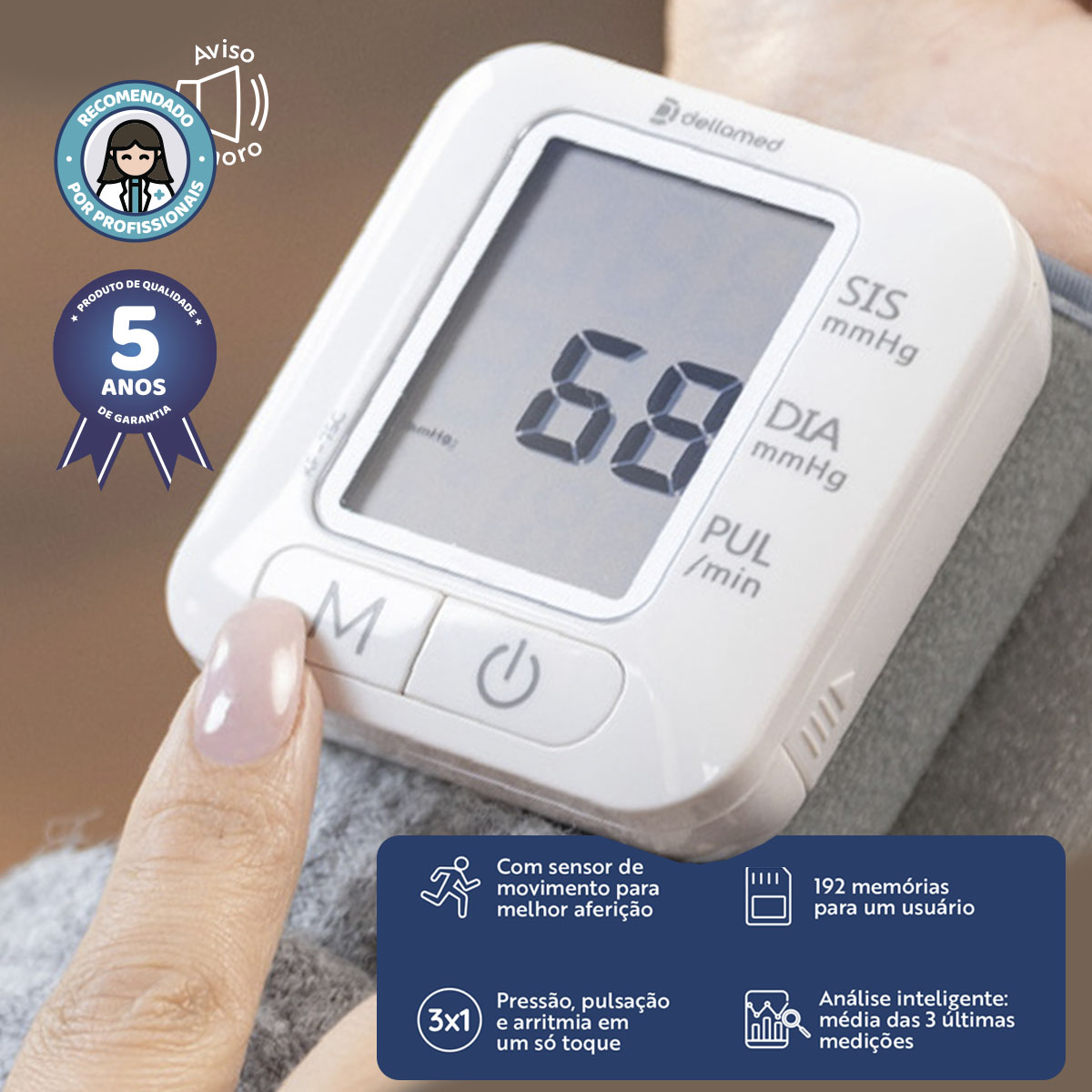 Aparelho de Pressão Digital de Pulso KF-75C Dellamed