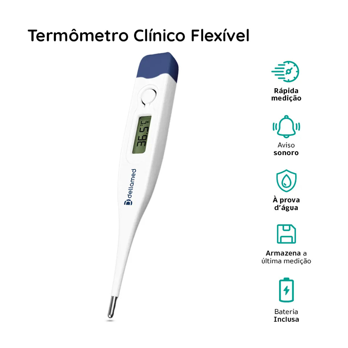 Termômetro Clínico Digital Haste Fixa Dellamed