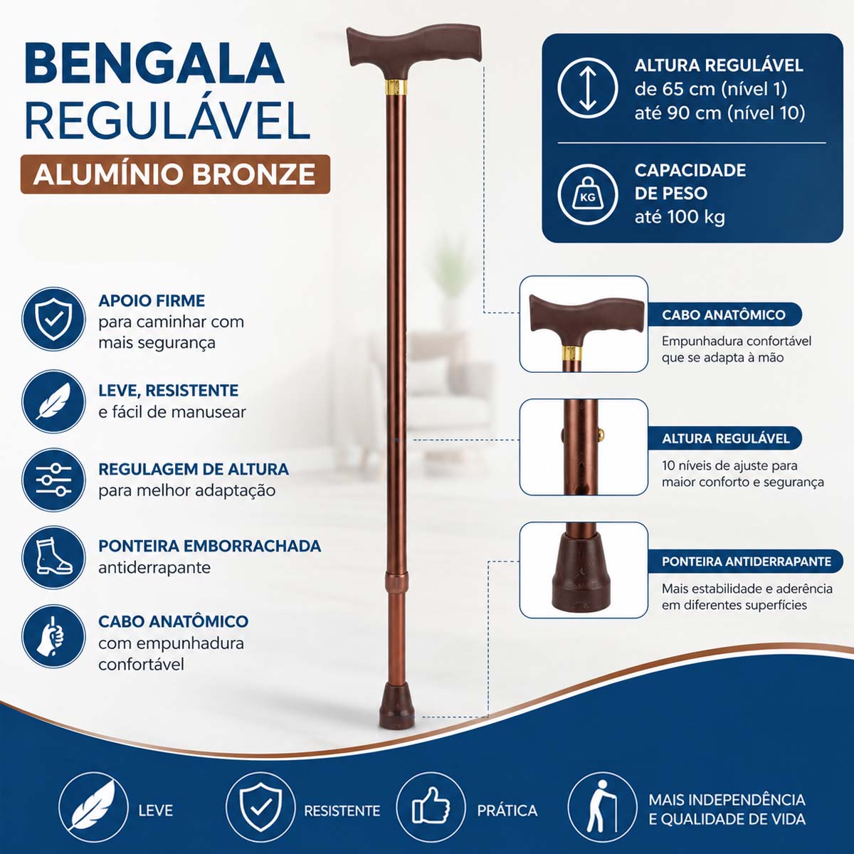 Bengala com Regulável Alumínio Bronze Mebuki