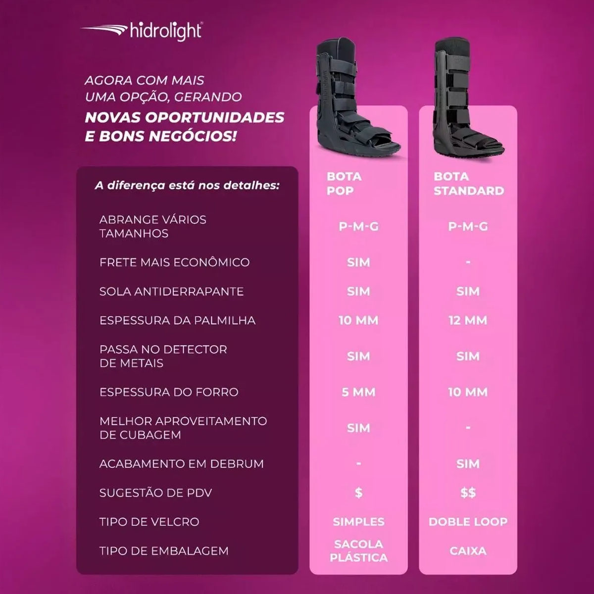 Bota Imobilizadora Pop Basic Longa Hidrolight