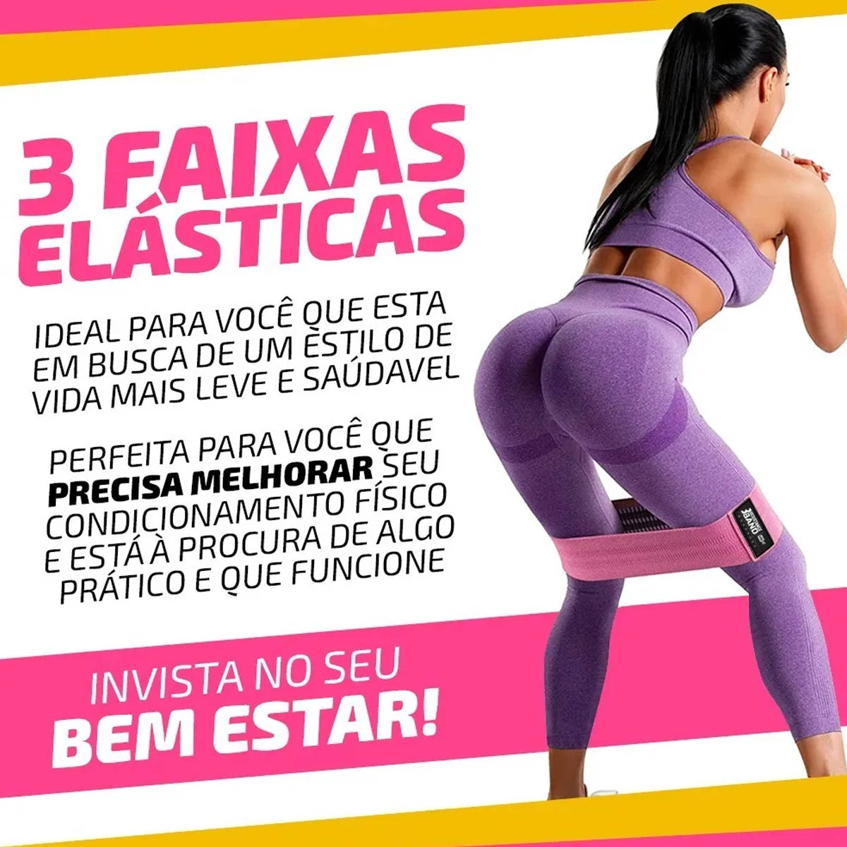 Faixa Elástica Para Exercícios Tipo Hip Band 25X8CM