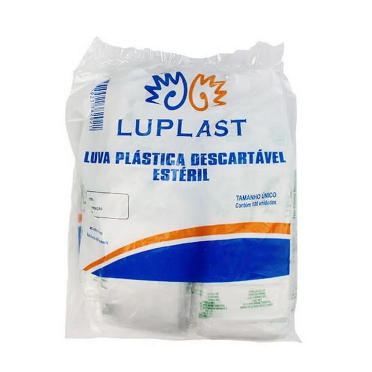 Luva Plástica Descartável Luplast Transparente Individual Esteril 500un
