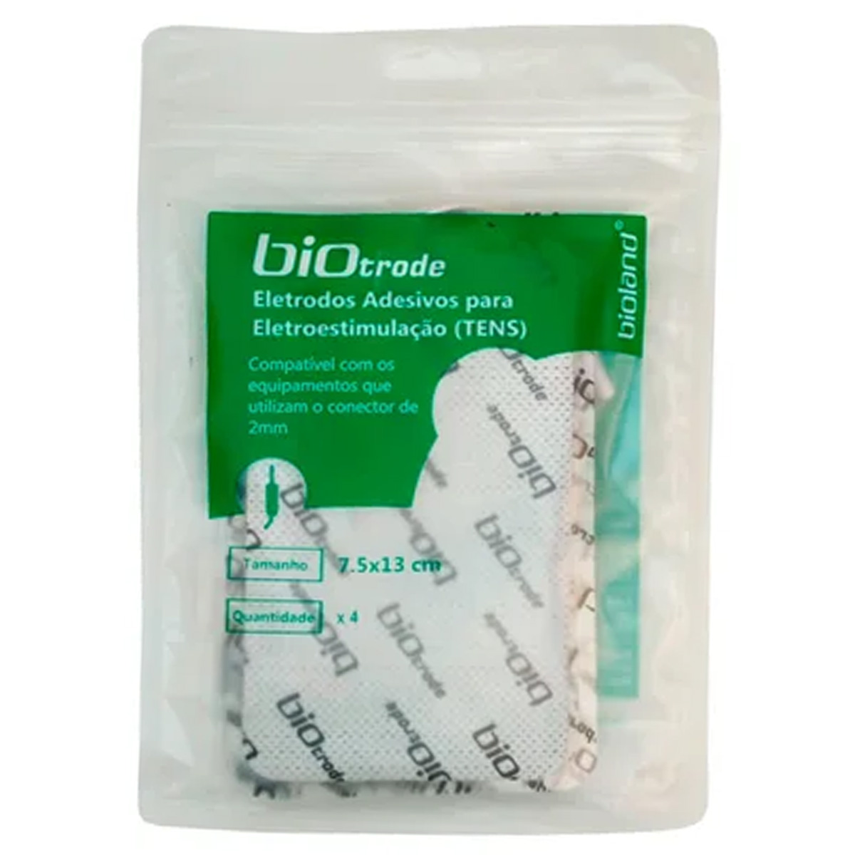 Eletrodo Autoadesivo Retangular 7,5x13cm 4 unidades Bioland