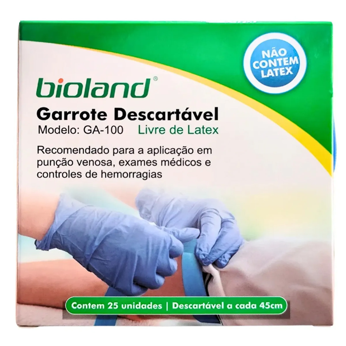Garrote Descartável Sem Látex Azul Bioland 25und