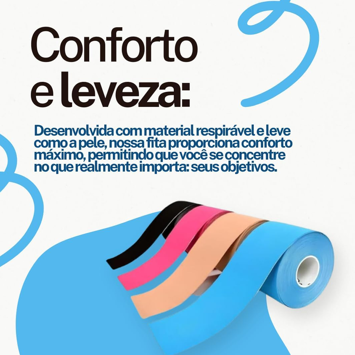 Bandagem Elástica Fita de Kinesio 5cm x 5m Supermedy