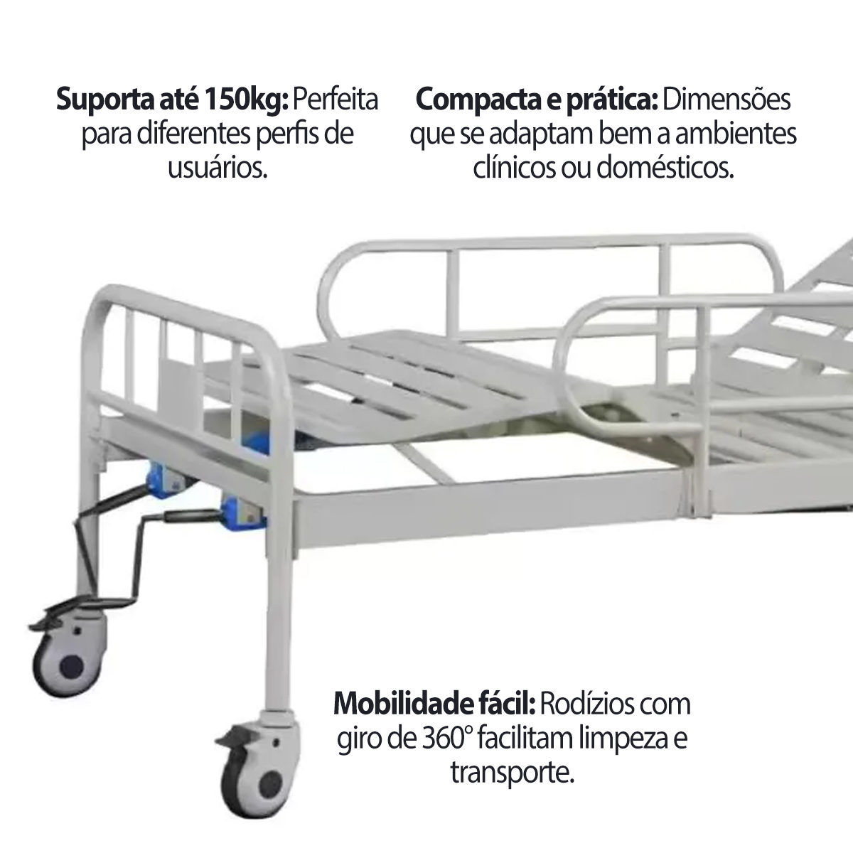 Cama Hospitalar Manual 2 Movimentos Supermedy