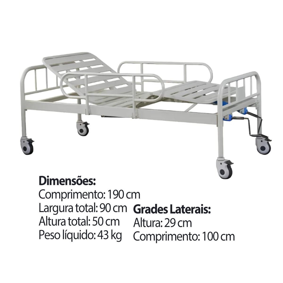 Cama Hospitalar Manual 2 Movimentos Supermedy