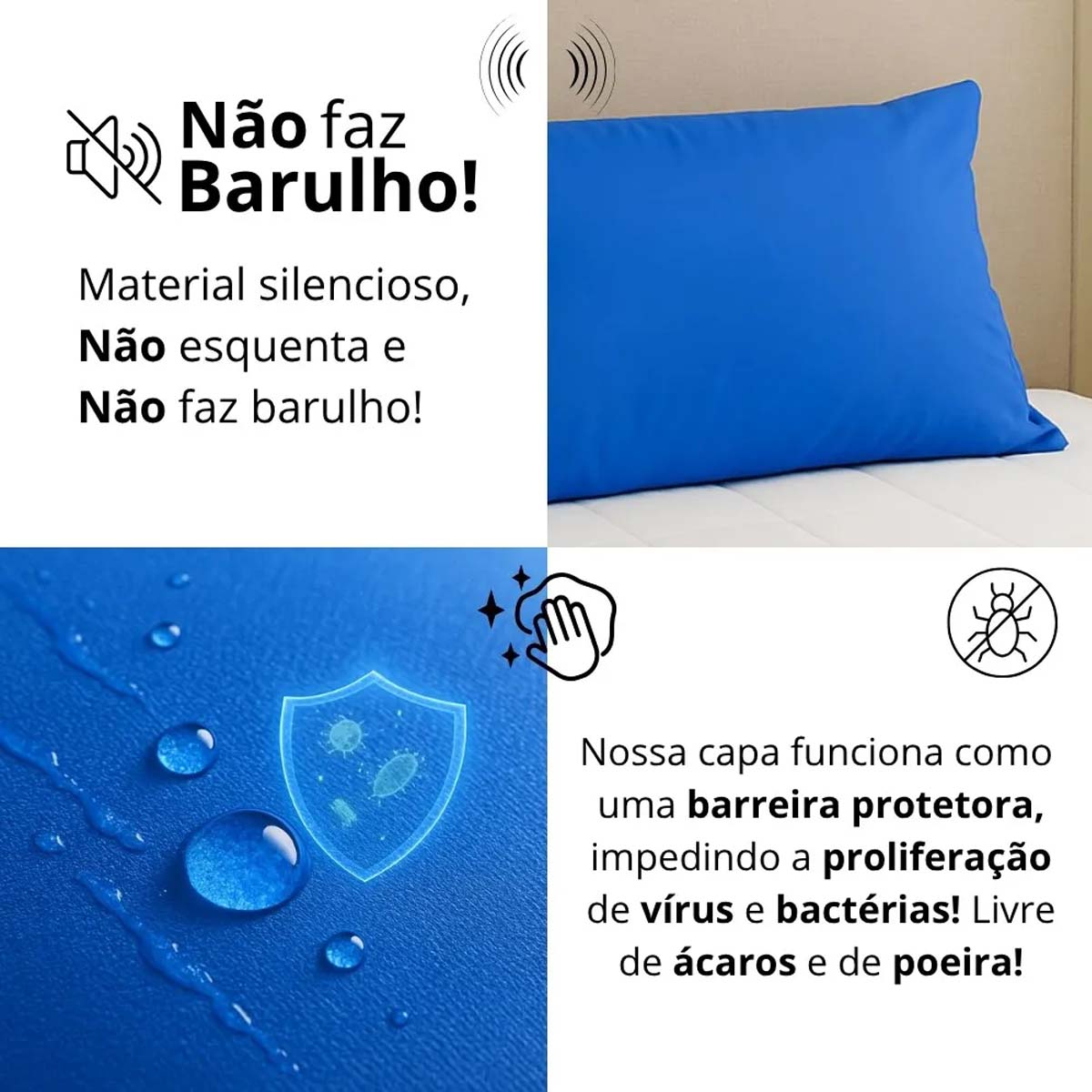 Travesseiro Hospitalar Impermeável com Capa de Napa 50x70cm Blend Care