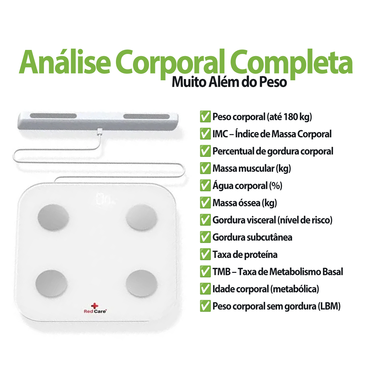 Balança de Bioimpedância Alta Precisão 180kg Supermedy RedCare