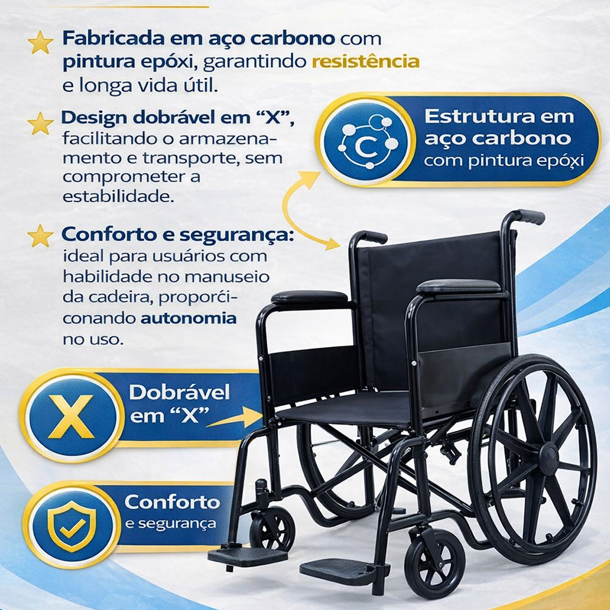 Cadeira de Rodas Dobrável S90 Supermedy