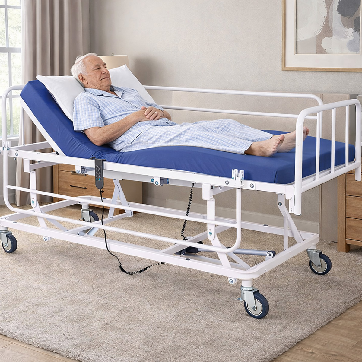 Cama Hospitalar Motorizada Evolution Steel com Elevação e Grade Móvel Pilati