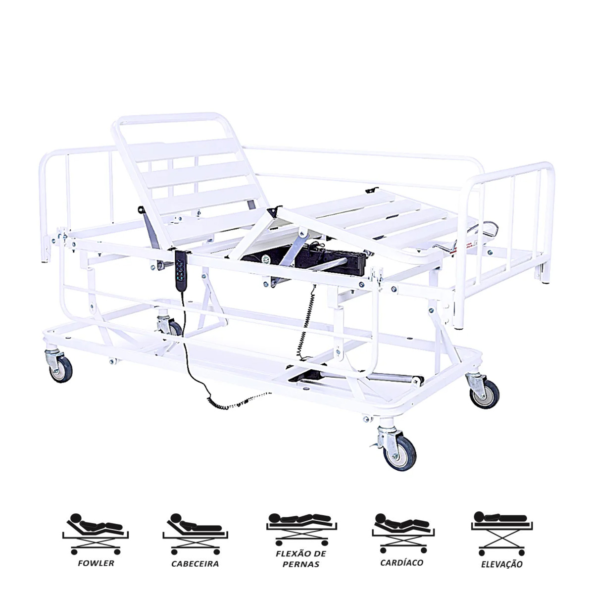 Cama Hospitalar Motorizada Evolution Steel com Elevação e Grade Móvel Pilati